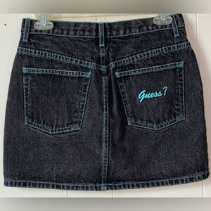 Vintage Guess Black Grey Acid Washed Denim Mini Skirt Sz. 28